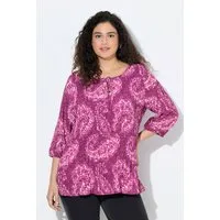 Ulla Popken Tunika Plissee-Bluse Paisley Rundhals 3/4-Arm doppellagig