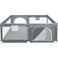 JEOBEST Laufgitter Laufstall Baby 160 x 120 x 66cm, Laufgitter baby mit atmungsaktivem Netz, Tragetasche