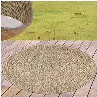 Carpetia Outdoorteppich In- & Outdoorteppich Jute-Look, rund, Höhe: 5 mm, robuste Struktur wetterfest & pflegeleicht