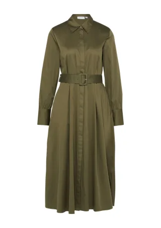 comma - Hemdblusenkleid aus Baumwollsatin grün - Gr. - 46