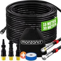 monzana Rohrreinigungsspirale, Rohrreinigungsschlauch 30m 200bar 3 Adapter 2 Düsen Kärcher kompatibel