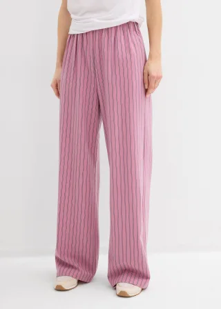 bonprix Schlupfhose aus fließender Qualität, rosa, Gr.46, Lässige Schlupfhose mit weitem Bein, gestreift, aus Viskose