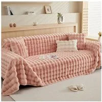 Sunicol Sofabezug Plüsch Dick Sofa Sitzkissenbezug, Couchbezug, Antirutsch, Winter Warme, Superweiche SofaÜberwurf aus Kunstpelz für Wohnzimmer