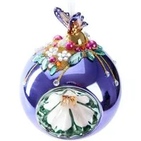 BRUBAKER Weihnachtsbaumkugel Premium Weihnachtskugel - Tiere mit Blumen - 10 cm Christbaumschmuck (1 St), Christbaumkugel aus Glas mit Perlen-Deko und Figur - Handdekoriert