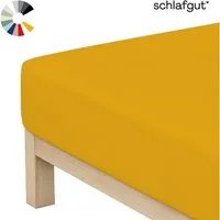 Schlafgut Spannbettlaken Basic Cotton Bettlaken, 160 g/m², 100% Baumwolle, Spannbetttuch, Jersey, Gummizug: rundum, (1 Stück), Spannbettlaken bis 20 cm Matratzenhöhe, bügelfrei und pflegeleicht