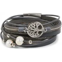 styleBREAKER Wickelarmband Wickelarmband mit Perlen, Kette & Lebensbaum (1-tlg)