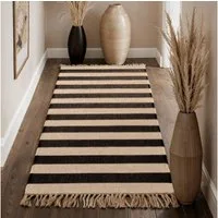 HANSE Home Teppich Playa, rechteckig, Höhe: 6 mm, Jute, Handgemacht, Naturteppich, Wohnzimmer, Läufer, Fransen