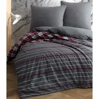 One Home Bettwäsche Berry, Renforcé, 3 teilig, Baumwolle, gestreift und kariert, Doppelbett