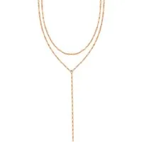 Hey Happiness Y-Kette mit Plättchen, Wasserfeste Edelstahl Lasso Halskette, Layer Lariat Damen Kette, Vergoldet 18K Roségold