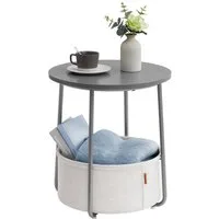 VASAGLE Beistelltisch, rund, Couchtisch, mit Korb aus Stoff, Ø45 cm, modern