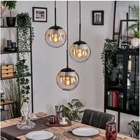 hofstein Hängeleuchte Vintage Hängelampe aus Metall/Glas in Schwarz/Bernsteinfarben/Klar, ohne Leuchtmittel