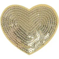 maDDma Aufnäher 1 Pailletten Aufbügler, Aufnäher Herz 55x60mm, freie Farbwahl, Polyester, Plast, Polyethylen Schicht, gold