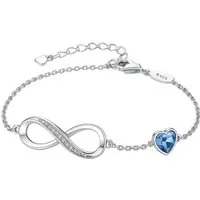 S&T Design Silberarmband Infinity Armband Damen 925 Sterling Silber Unendlichkeit Herz (Echt Silber, inkl. Verpackung), Verstellbares Armband – Geschenk für Frau, Freundin & Mutter