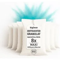 BigDean Granulat-Luftentfeuchter 8 Stück Luftentfeuchter Nachfüllpack Maxi Beutel je 680 Gramm, Maxi Luftentfeuchter, Lautlos, Ohne Strom, Granulatentfeuchter