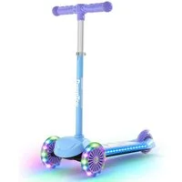 BremToy Dreiradscooter Höhenverstellbare Kinderroller mit leuchtendem Deck und PU-LED Rädern