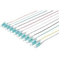 Durchgefärbte LC Simplex OM3 Pigtails, Kabel mehrfarbig, 12 Stück