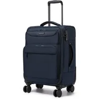 British Traveller Handgepäck-Trolley Stoffkoffer erweiterbar mit Frontfächern, 20% Extra-Volumen