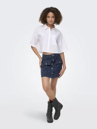 ONLY - ONLAMAN DNM BOUCLE SKIRT QYT Dark Blue Denim - Gr. - S