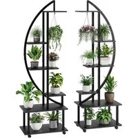GarveeMore Pflanzentreppe Pflanzentreppe Pflanzenständer mit 5 Regalen,H175CM, (Pflanzenregal, 2 St., Blumenständer), für Garten, Balkon, Schwarz