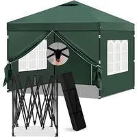 EUGAD Pavillon, mit 4 Seitenteilen, 3x3 m, mit Seitenwänden, höhenverstellbar, UV Schutz, wasserfest