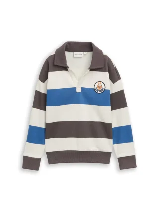 tom tailor kids - Oversize Sweatshirt mit Polokragen grey blue off white stripe - Gr. - 98