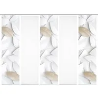 HOME WOHNIDEEN Schiebegardine HIG LISON Schiebegardine recyceltes Polyester, 245x60 cm, Blättermotiv (5 St), Paneelwagen, halbtransparent, 100% Polyester