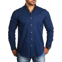 CARISMA Langarmhemd Herren Leinen Baumwoll Mix Casual Hemd 8529 Regular Button-Down-Kragen Langarm Uni
