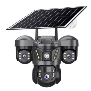 V380 4G Solar Security Camera 1080P Wireless Outdoor PTZ Tri-lens Night Vision Two-Way Audio Motion Sensing Waterproof O