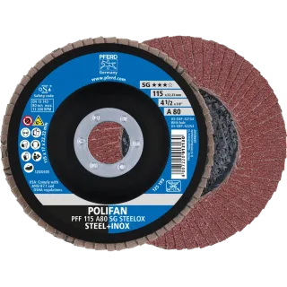 PFERD TOOLS POLIFAN Fächerscheibe PFF flach Leistungslinie SG STEELOX Stahl/Edelstahl - 67608115