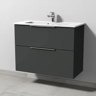 Sanipa 3way Waschtischunterbau zu Duravit ME by Starck Waschtisch mit 2 Auszügen, Graphit-Matt UP7231B