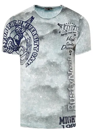 Acid Washed T-Shirt mit Prints