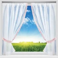 Arsvita Vorhang, Stangendurchzug, transparent, Gardinenset (2 Schlaufenschals, 2 Raffhalter) 140cm x 120cm, Voile