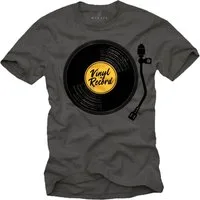 MAKAYA T-Shirt Herren Vintage Schallplatte Hip Hop Musik Retro Rap Motiv Männer mit Druck