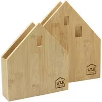UNUS HOME Serviettenhalter Serviettenständer Haus, Bambus, (2-tlg., 2er Set Bambusholz), Tischserviettenhalter Tischtuchspender Papierserviettenhalter
