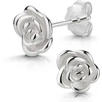 Materia Paar Ohrstecker Rosen Blüten Ohrringe Silber teilmattiert SO-166, 925 Sterling Silber