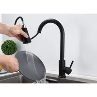 inter Küchenarmatur 360° Wasserhahn Schwarz GMF803_Model 1 (Wasserhahn, Schwarz GMF803_Model 1 mit schwenkbarem Auslauf)