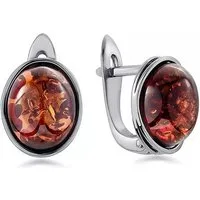 Golders Ohrring-Set Ohrringe aus 925 Sterlingsilber rhodiniert (oder vergoldet mit ovalem roten Bernstein, 2-tlg., Set), 925 Sterling Silber Silberschmuck für Damen