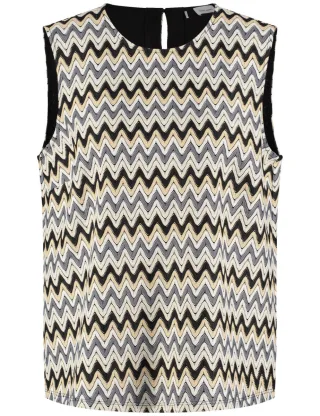 GERRY WEBER Collection - Ärmellose Bluse in Häkeloptik beige/weiß - Gr. - 40