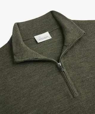 Profuomo - Dunkelgrüner Merino Half-Zip Dunkelgrün - Gr. - XL