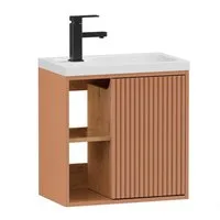 UEV Waschtisch klein Waschbecken mit Unterschrank set Badmöbel Gäste-WC (Breit 50cm, Komplett-Set, Badezimmmer Schrank für Gäste WC, Unterschrank mit Harzbecken Wasserhahn Pop-up-Ablassventil), Waschtischunterschrank hängend Breit 50,5cm
