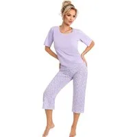 Donna Capri-Pyjama 3/4 Schlafanzug mit geblümten Druck (2 tlg) 7/8 Schlafhose mit Blumen-Print, Baumwolle