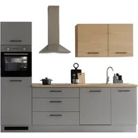 KOCHSTATION Küchenzeile KS-Malfi, Breite 260cm, wahlweise mit E-Geräten, Arbeitsplatte 38mm Stärke