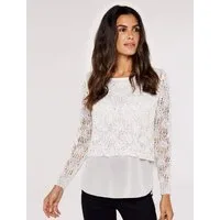 Apricot Strickpullover Lochmuster-Pullover (1-tlg) im Lagenlook