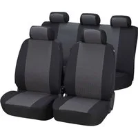 WALSER Autositzbezug Autositzbezüge Pineto grau Komplett Set, 2 Vordersitzbezüge 2tlg, 1 Rücksitzbezug 6tlg, 5 Kopfstützenbezüge, 15-tlg.