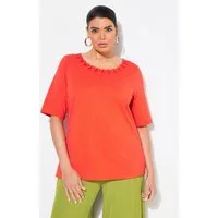 Ulla Popken T-Shirt T-Shirt Flecht-Zierkante Rundhals Halbarm