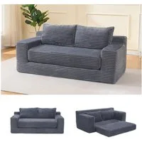 Odikalo 2-Sitzer Schlafsofa Schlafcouch mit Schlaffunktion, Cordbezug, mit Memory-Schaum – kein Aufbau erforderlich, 2-in-1-Funktion, Cordbezug – kompaktes Sofa für kleine Räume, Wohnungen, Homeoffice und Schlafzimmer