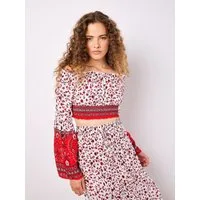 Apricot Crop-Top Sarasa Floral Top mit Flügelärmeln