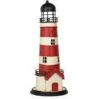 Moritz Spardose Blech-Spardose Leuchtturm rot weiß, Modell Nostalgie Antik-Stil Retro Blechmodell Miniatur Nachbildung