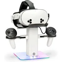 ibettertec Vertikaler RGB-Ladeständer, kompatibel mit Quest 3S/Quest 3 Zubehör Virtual-Reality-Headset (LED-Licht unten und Rutschfester Matte)