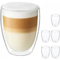relaxdays Gläser-Set Latte Macchiato Gläser doppelwandig, Glas, 6er Pack